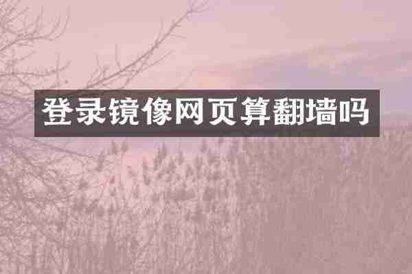 登录镜像网页算翻墙吗