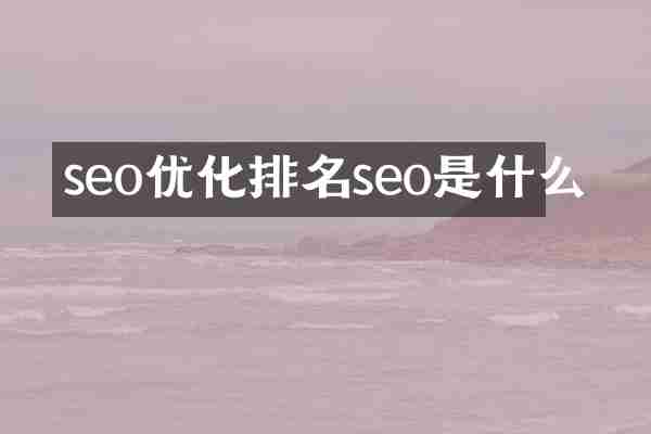 seo优化排名seo是什么