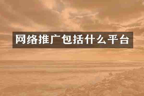 网络推广包括什么平台