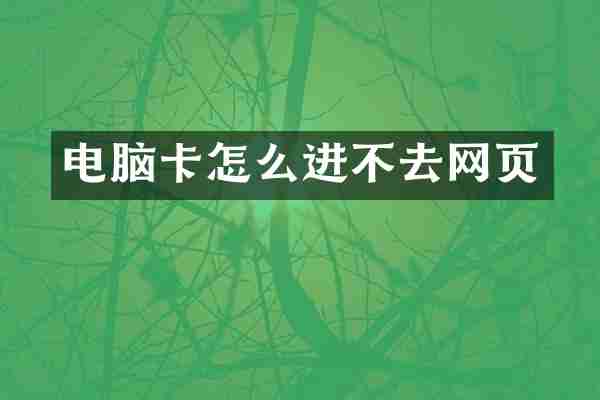电脑卡怎么进不去网页