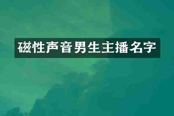 磁性声音男生主播名字