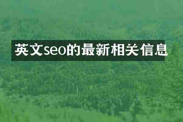 英文seo的最新相关信息