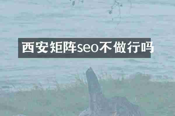 西安矩阵seo不做行吗