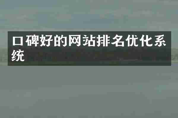 口碑好的网站排名优化系统