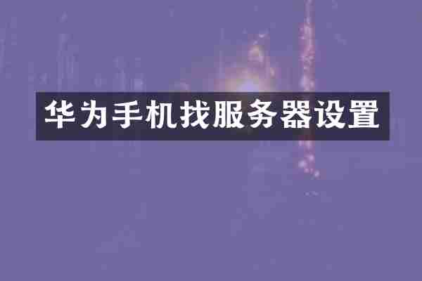 华为手机找服务器设置