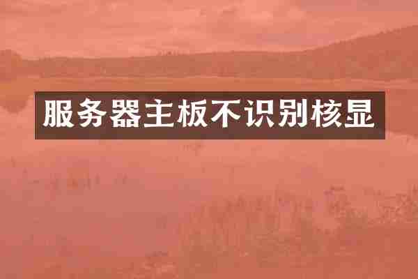 服务器主板不识别核显