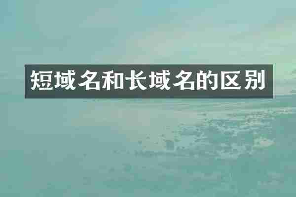 短域名和长域名的区别