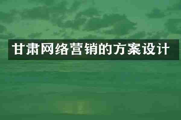 甘肃网络营销的方案设计