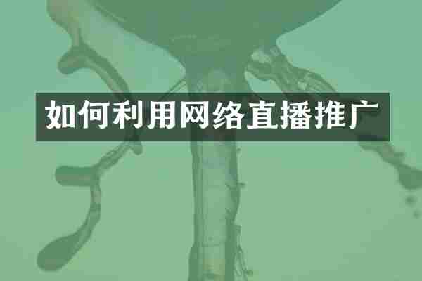 如何利用网络直播推广