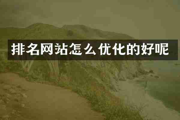 排名网站怎么优化的好呢