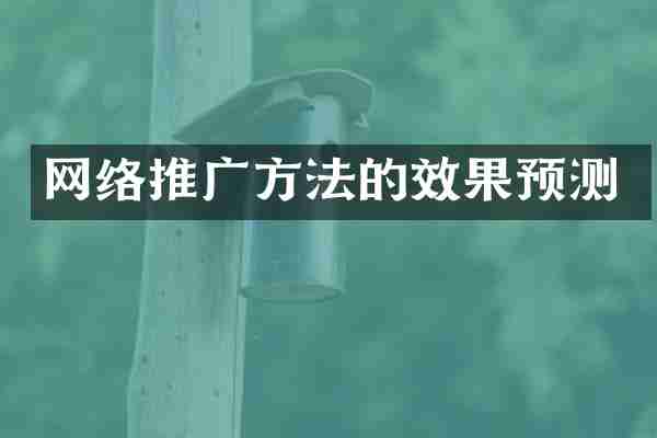 网络推广方法的效果预测