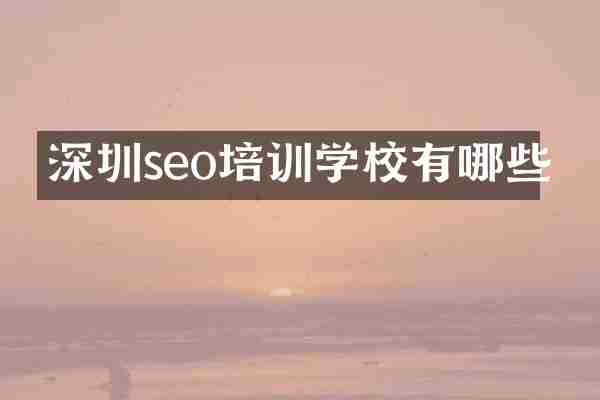 深圳seo培训学校有哪些
