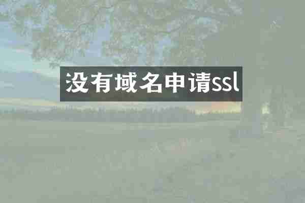 没有域名申请ssl