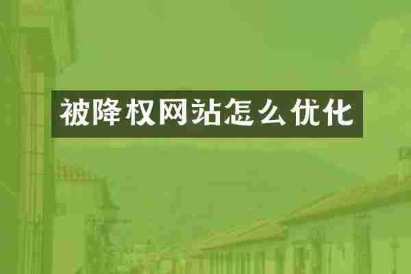 被降权网站怎么优化