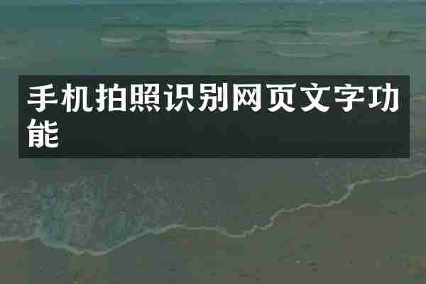 手机拍照识别网页文字功能