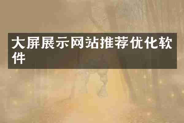大屏展示网站推荐优化软件