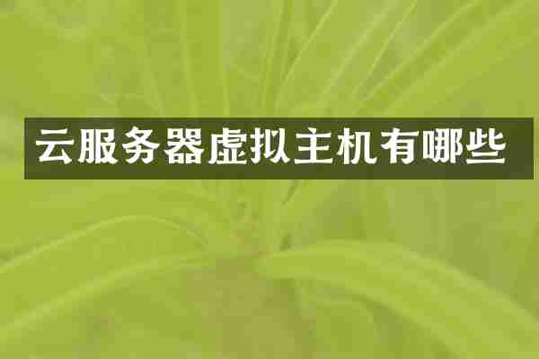 云服务器虚拟主机有哪些