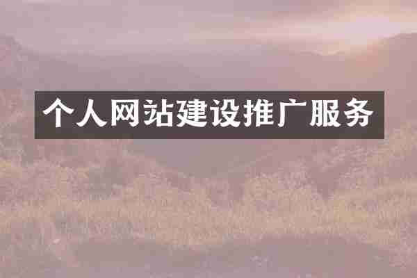 个人网站建设推广服务