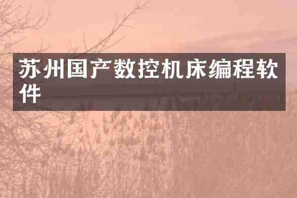 苏州国产数控机床编程软件