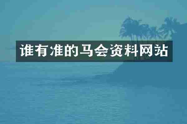 谁有准的马会资料网站