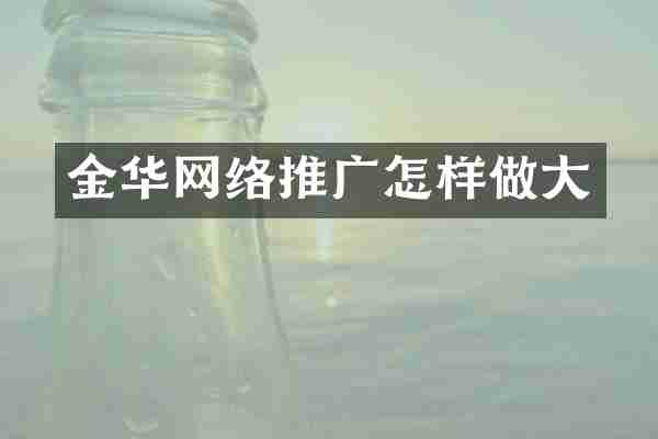 金华网络推广怎样做大