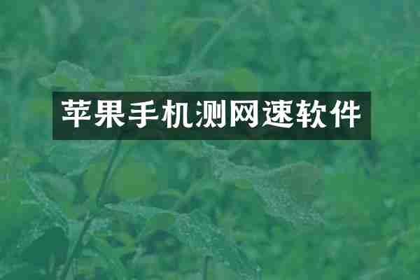 苹果手机测网速软件