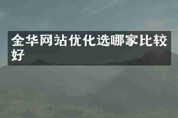 金华网站优化选哪家比较好