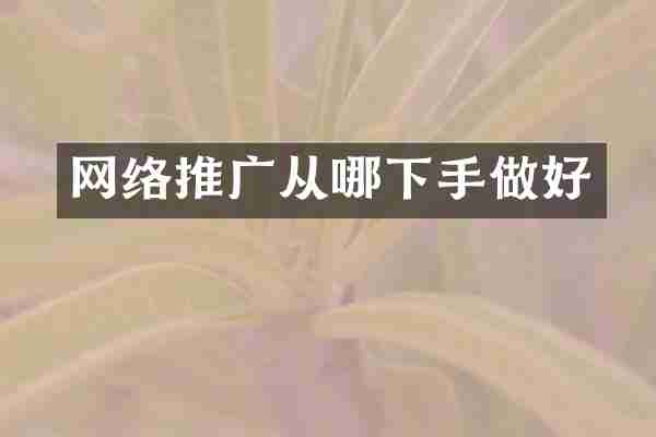 网络推广从哪下手做好