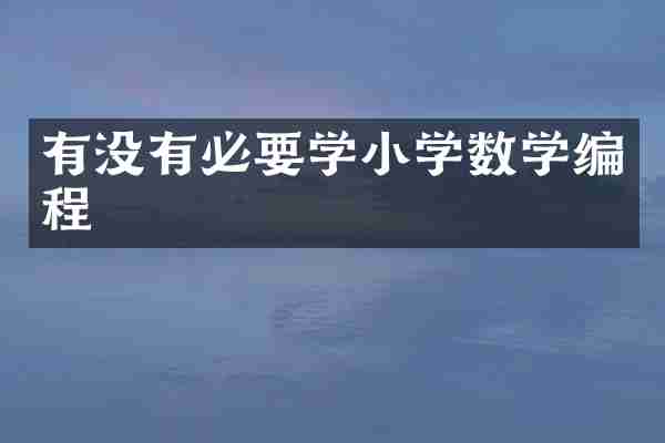 有没有必要学小学数学编程