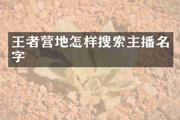 王者营地怎样搜索主播名字