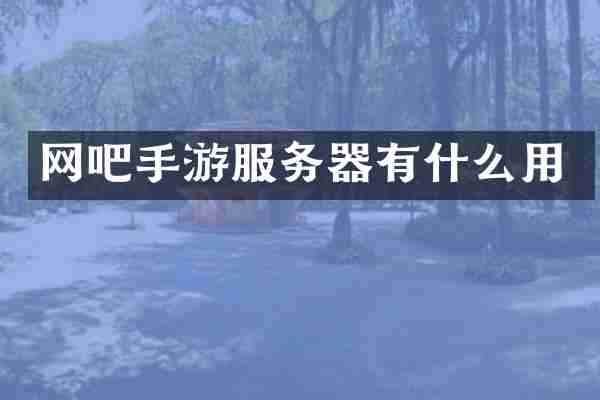 网吧手游服务器有什么用