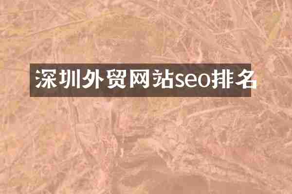 深圳外贸网站seo排名
