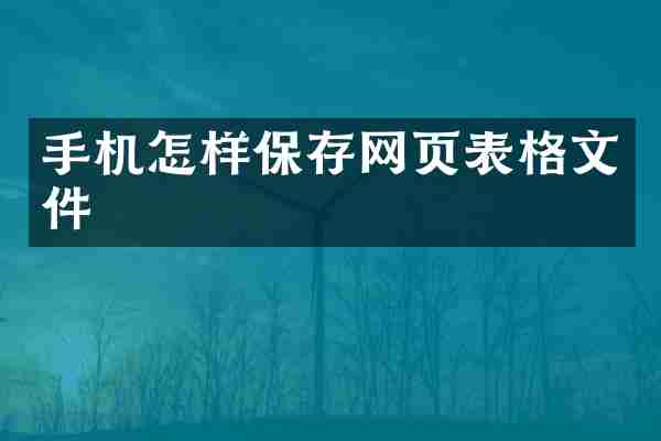 手机怎样保存网页表格文件
