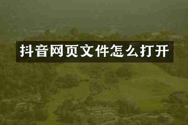 抖音网页文件怎么打开