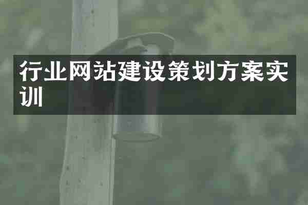 行业网站建设策划方案实训