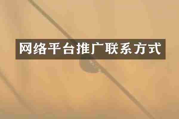 网络平台推广联系方式