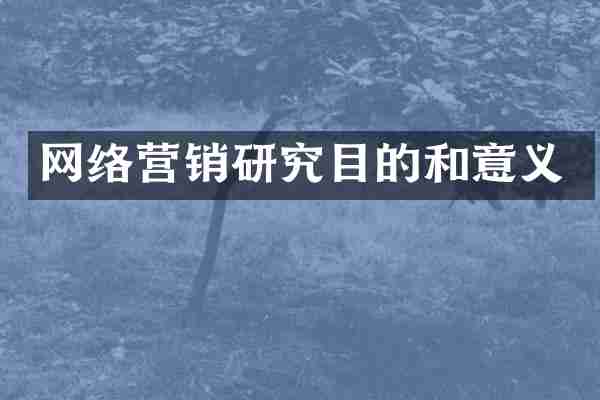 网络营销研究目的和意义