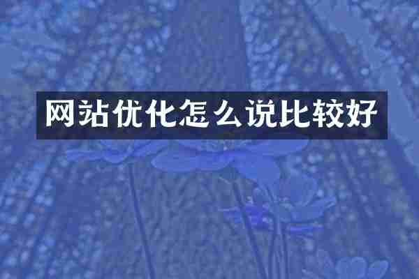 网站优化怎么说比较好