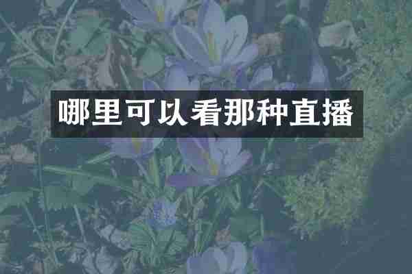 哪里可以看那种直播