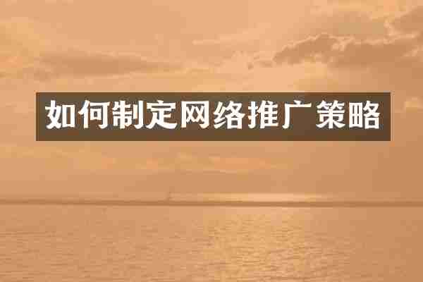 如何制定网络推广策略