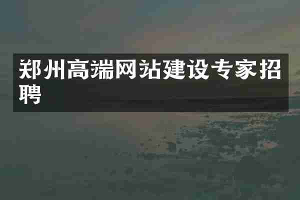 郑州高端网站建设专家招聘