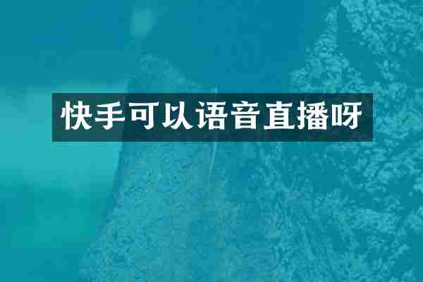 快手可以语音直播呀