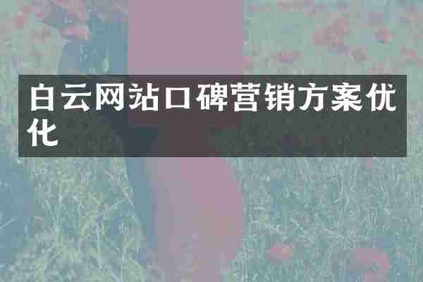 白云网站口碑营销方案优化