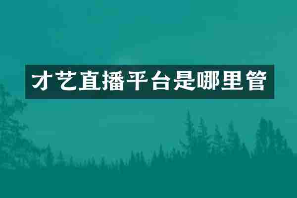 才艺直播平台是哪里管