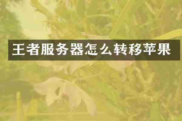王者服务器怎么转移苹果