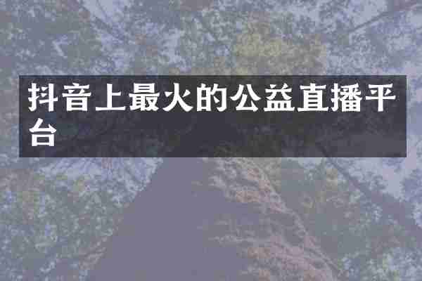抖音上最火的公益直播平台