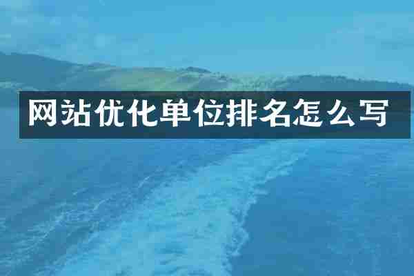 网站优化单位排名怎么写