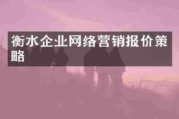 衡水企业网络营销报价策略