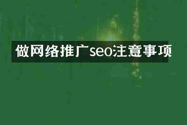 做网络推广seo注意事项