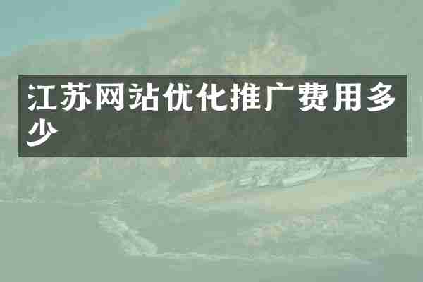 江苏网站优化推广费用多少